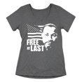 thumbnail image 1 of Free At Last Dr Martin Luther King Jr Quote Women's V-neck, S, Heather Charcoal, 1 of 5
