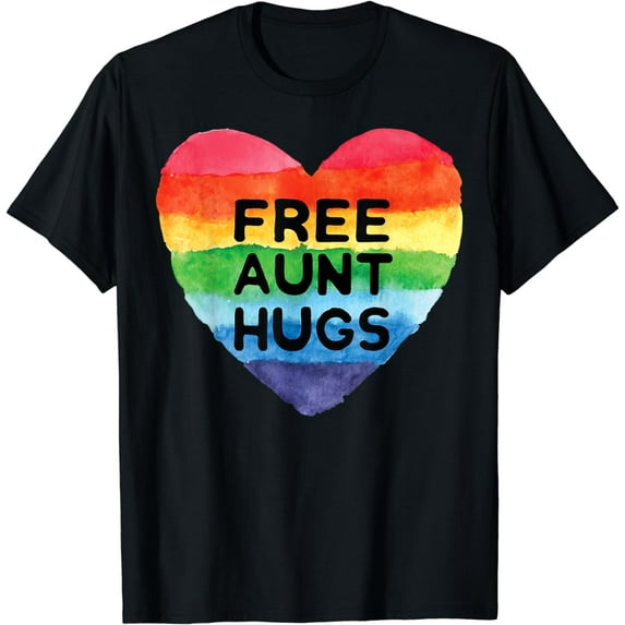 Free Aunt Hugs LGBT Flag Pride Awareness Month Rainbow Pride T-Shirt