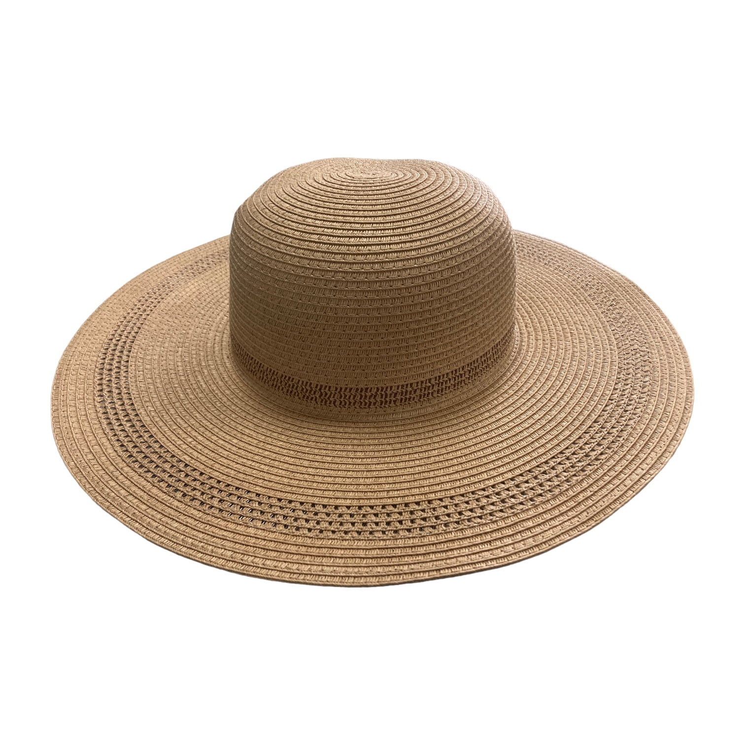 Natural Straw Wide Floppy Brim Hat Camel Tan NWOT New! Medium Weight Floppy Hat Brim with Ribbon Women Folding Summer Beach Sun  main image 2