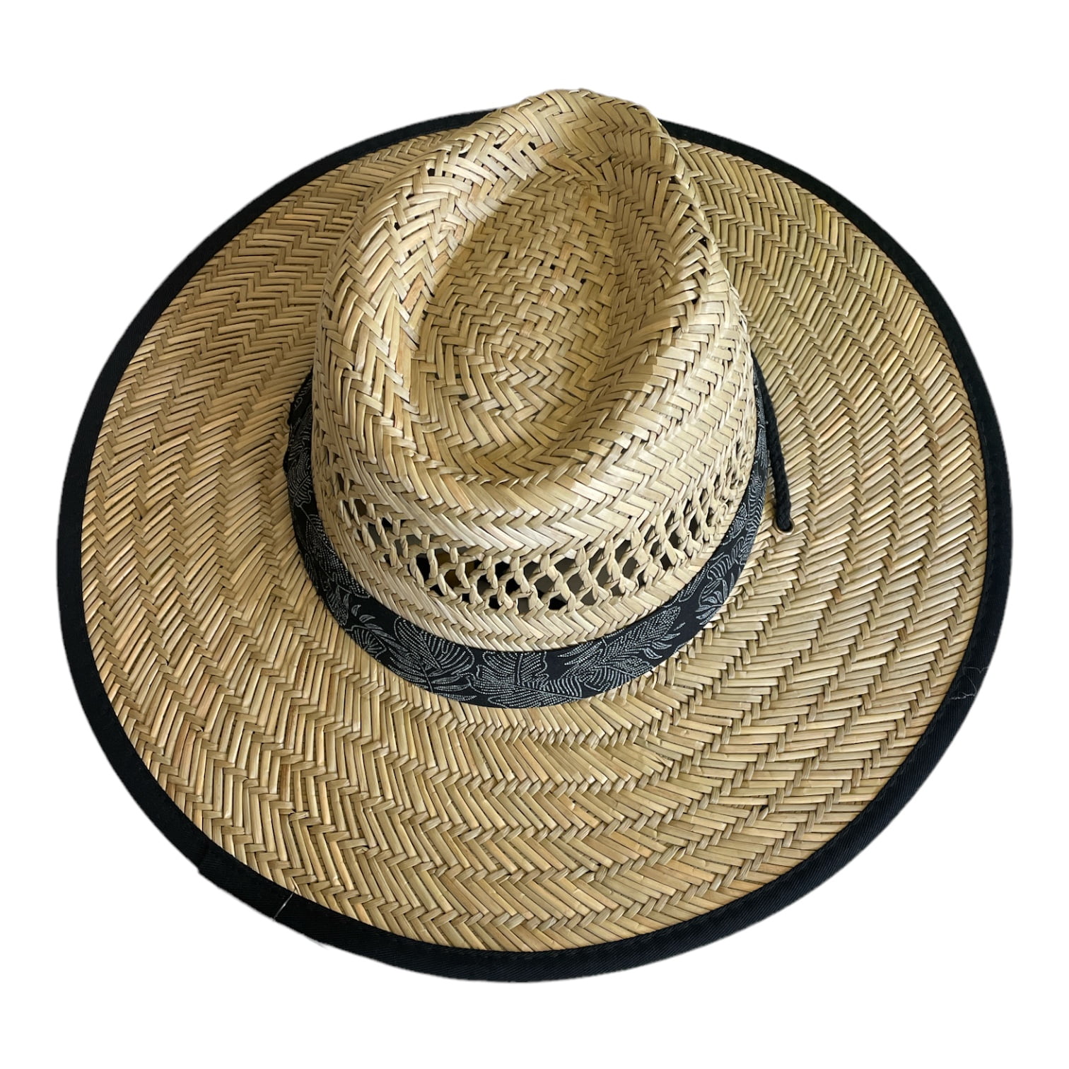 Free Authority Outdoors Lifeguard Tan Straw Hat, UPF 50+, 17" (Black