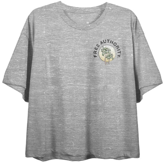 Free Authority Palm Trees Women's Heather Gray Crop Tee-Large