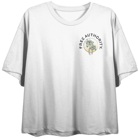 Free Authority Palm Trees Women's White Crop Tee-XL
