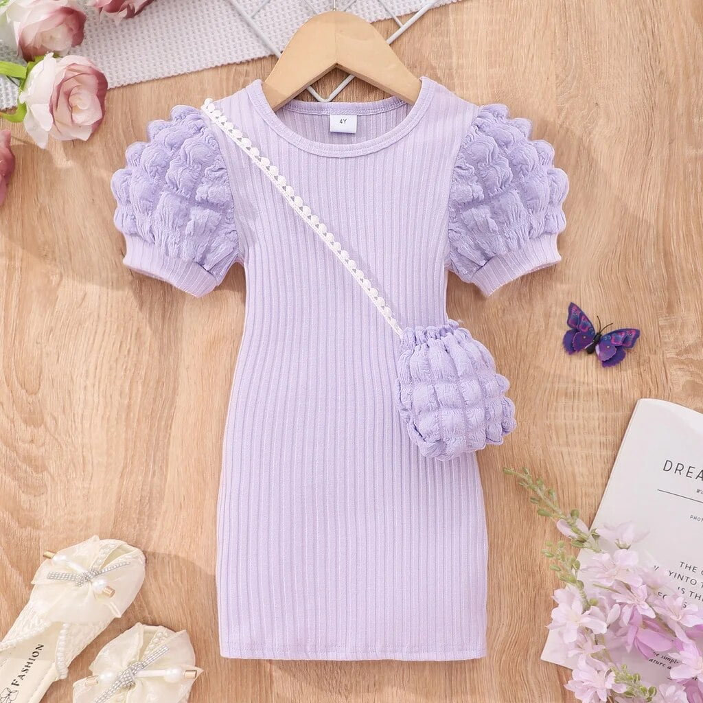 【Free Bag】 Midi Dress Kids Girl Clothes 3 4 5 6 7 8 Years Summer Short ...