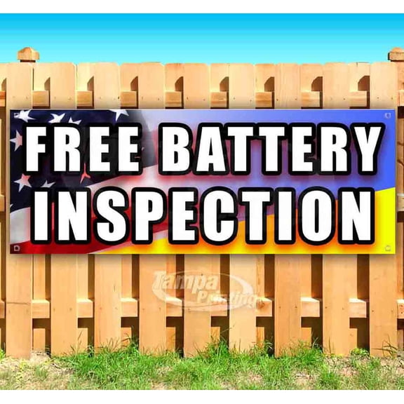 Free Battery Inspection 13 oz Vinyl Banner With Metal Grommets