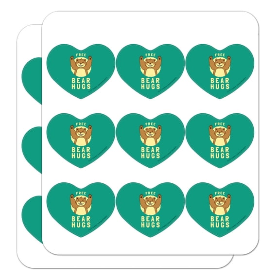 Free Bear Hugs Funny Humor Heart Shaped Planner Calendar Scrapbook Craft Stickers