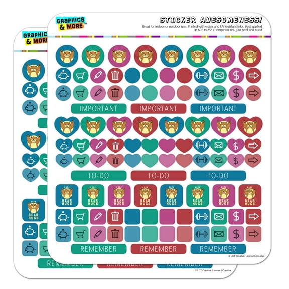 Free Bear Hugs Funny Humor Planner Calendar Scrapbooking Crafting Sticker Set