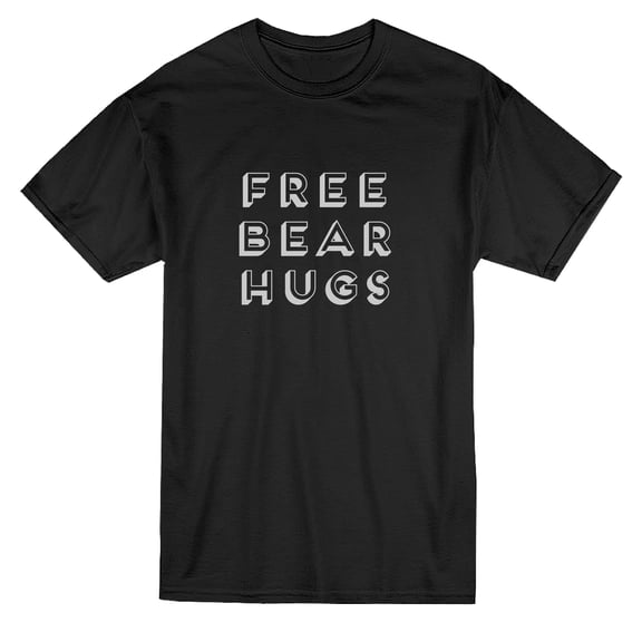 Free Bear Hugs Graphic Design Men Black T-Shirt, Male Medium