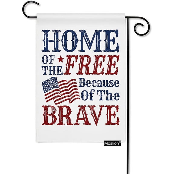 Free Because Brave American Red Garden Flag 12 x 18 Inch Double Sided Burlap Outdoor Decor