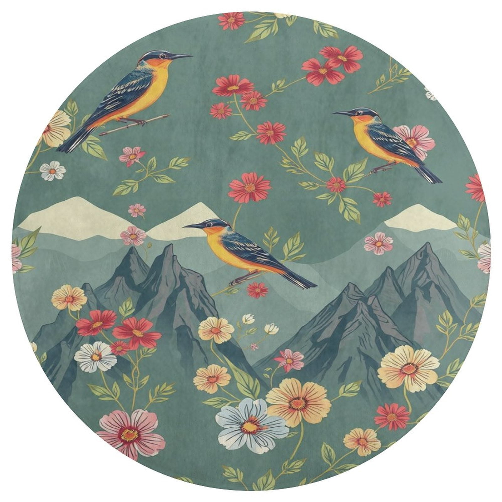 Free Bird Round Area Rug Floor Carpets Washable Indoor Floor Area Mat ...