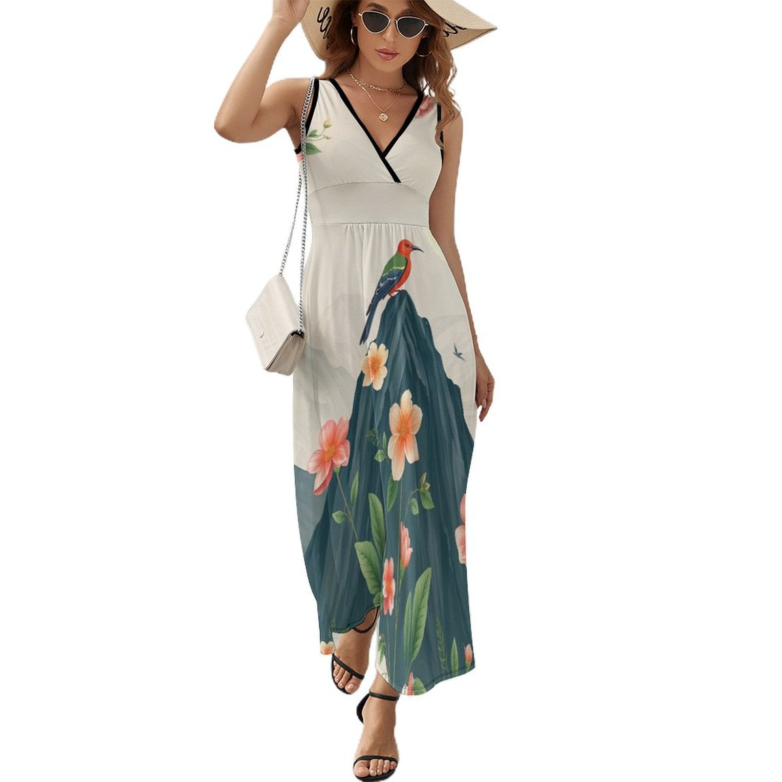 LINEN DRESS BIRD sleeveless