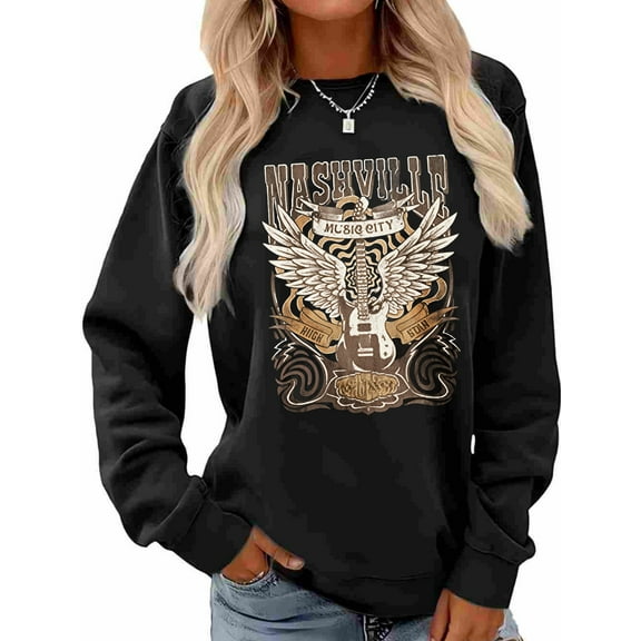 Free Bird Sweatshirt Vintage Eagle Graphic Long Sleeve Tees Casual Band Music Country Concert Clothing