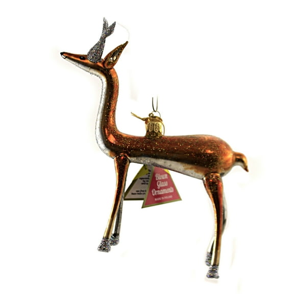 Free Blown Reindeer - 1 Ornament 5.5 Inch, Glass - Ornament Deer Buck Christmas 17580