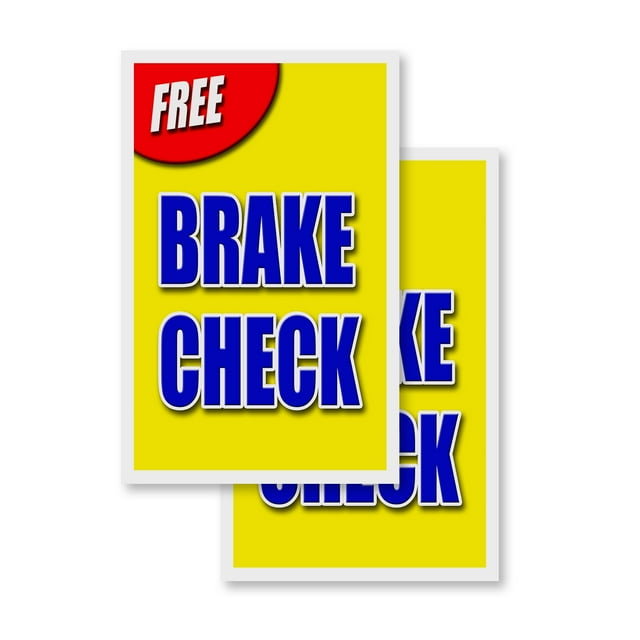 Free Brake Check (2PACK) 24" x 36" Vinyl Decals Sign Insert Peel & Stick Decals Stickers