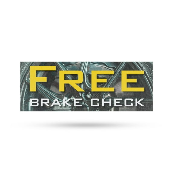 Free Brake Check Vinyl Decal 36 Inch x 14 Inch Weatherproof Heavy-Duty Adhesive Backing | Auto Repair Promotions, Safety Inspections, Reliable Service | Made in USA