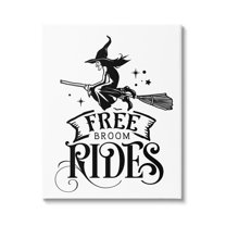 Free Broom Rides Typography Magical Witch Flying Fairy Tales & Fantasy Graphic Art Gallery-Wrapped Canvas Print Wall Art