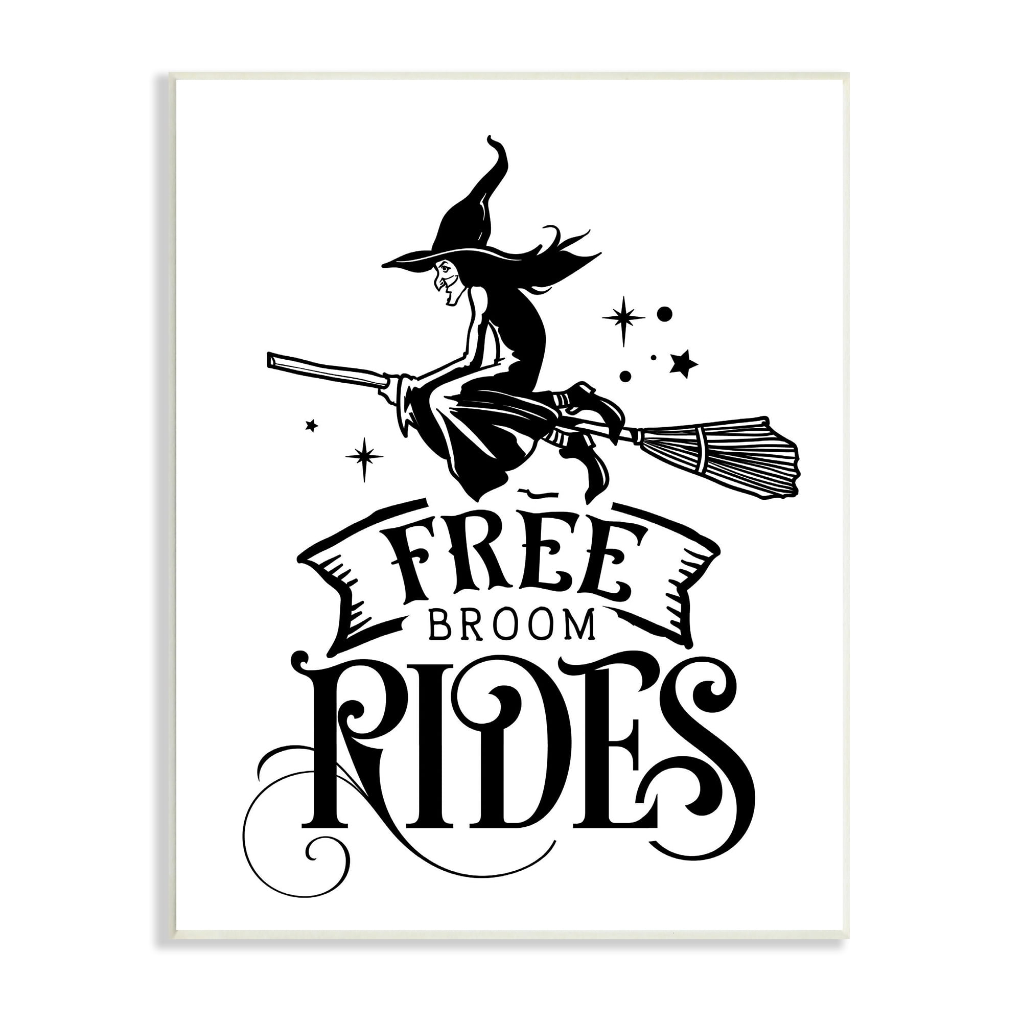 Free Broom Rides Typography Magical Witch Flying Fairy Tales & Fantasy Graphic Art Unframed Art Print Wall Art