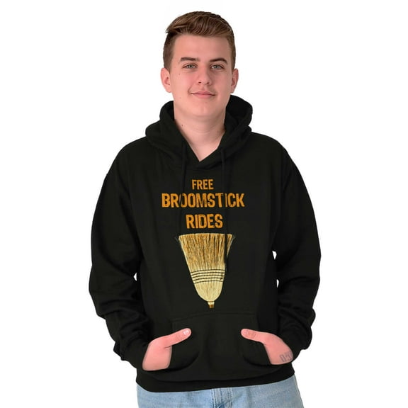 Free Broomstick Rides Halloween Witch Men's Big & Tall Graphic Hoodie Brisco Brands 2X