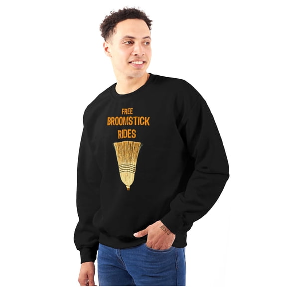 Free Broomstick Rides Halloween Witch Men's Big & Tall Crewneck Sweatshirt Brisco Brands 2X