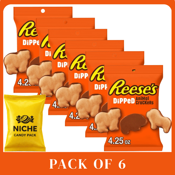 Free Candy Reeses Dipped Animal Crackers 4.25oz Chocolate & Peanut Butter Snack Pack (6 Pack