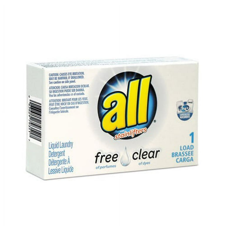 Free Clear HE Liquid Laundry Detergent, Unscented, 1.6 oz Vend-Box, 100/Carton Free Clear HE Liquid Laundry Detergent, Unscented, 1.6 oz Vend-Box, 100/Carton