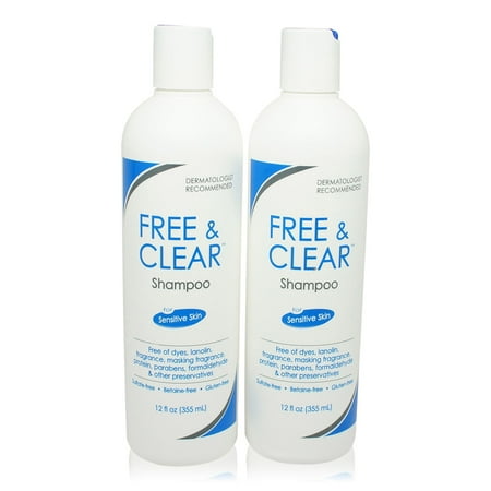 Free & Clear Shampoo Sensitive Skin & Oily Scalp, Unscented, 12 Oz, 2-Pack