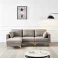 thumbnail image 1 of Free Combination 3 Seater Sofa with Ottoman, Modern Leisure L Shape Couch with Gold Legs, Cozy Fabric Upholstery Sofa with Stabilize Solid Wooden Frame, Grey, 1 of 9
