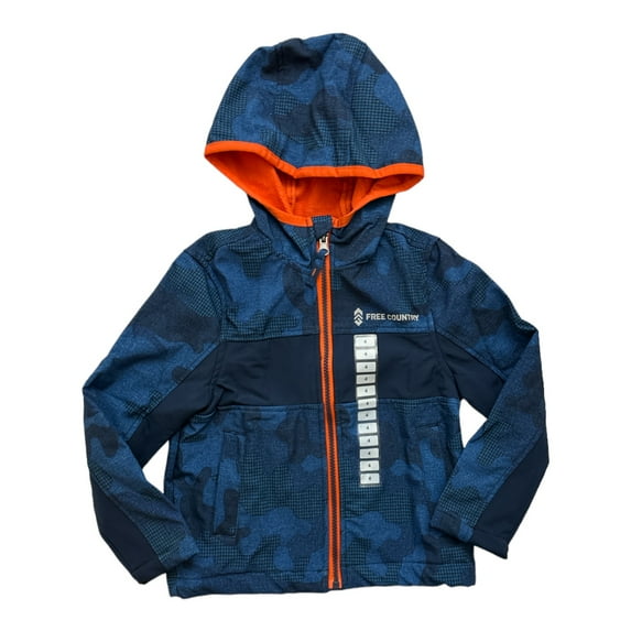 Free Country Boy's Wind & Water Resistant Free Cycle Super Soft Shell Jacket (Navy Mesh Camo, 14/16)