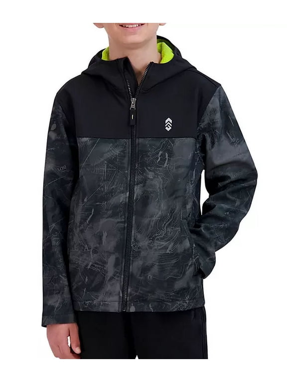 Boys Softshell Jacket (Map Print/Black, 4)