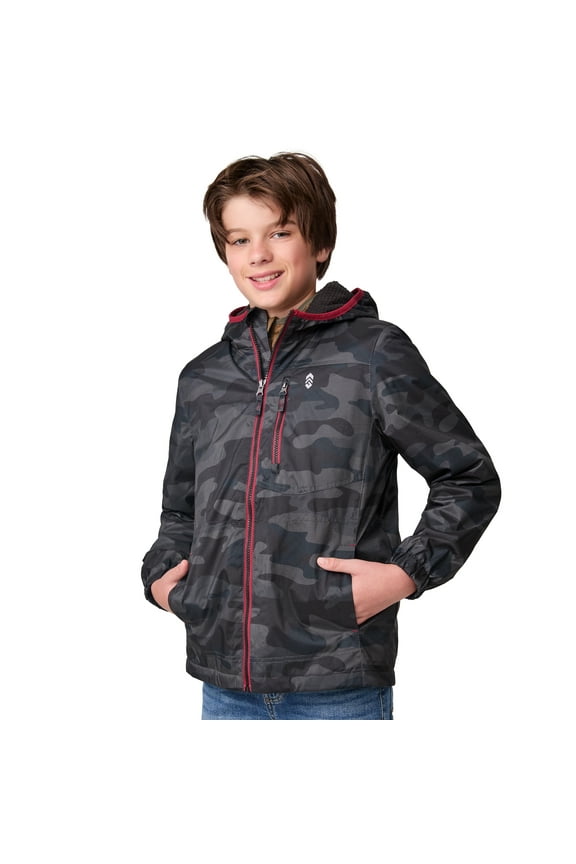 Boys' Windshear Jacket Black Camo L