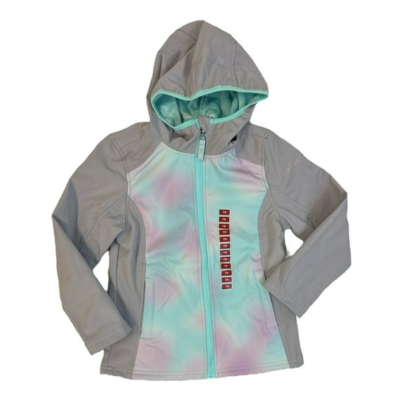 Free Country Girl's Freecycle Super Softshell Wind & Water Resistant Jacket (Mint/Purple Print, 7/8)