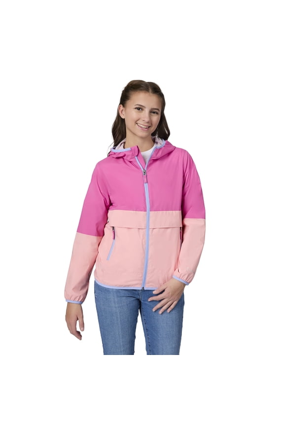 Girls' Easy Hiking Windshear Jacket Fuchsia L