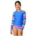 thumbnail image 1 of Free Country Girls' Marina Stripe Rash Guard and Bikini Swim Set Peri Marina Stripe L, 1 of 6