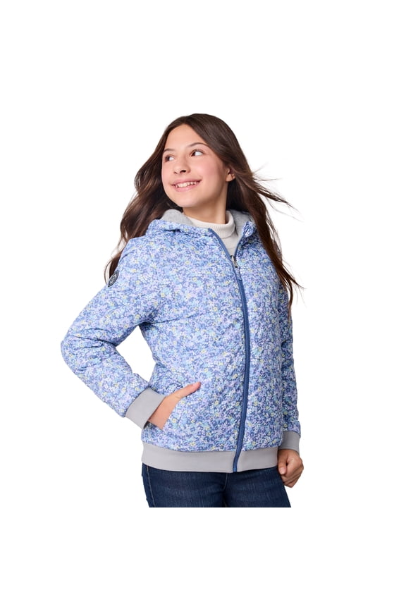 Girls' Poofie Reversible Puffer Jacket Chambray Petals S