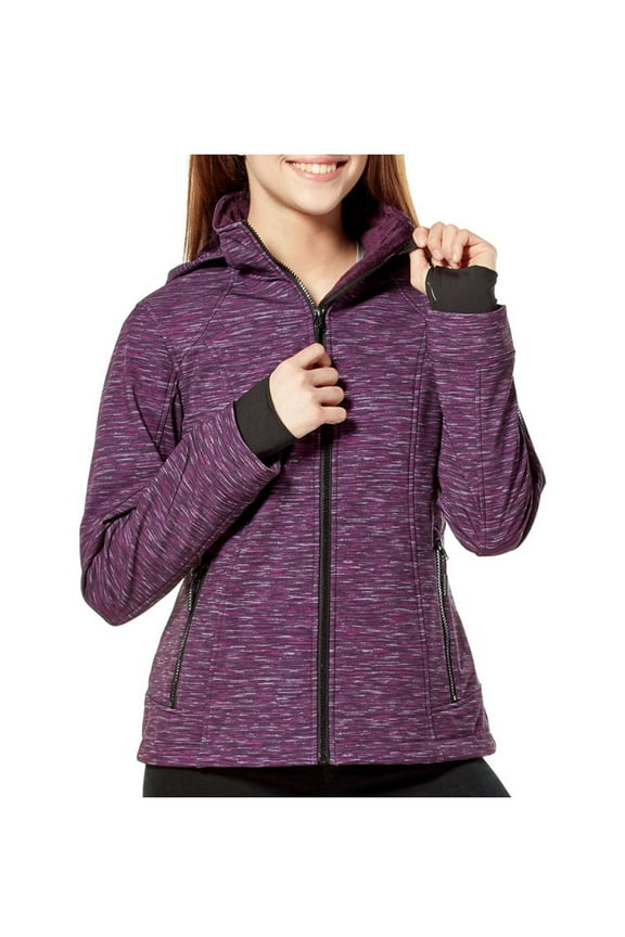 L.T.D. Womens Size Small L/S Hooded Super Softshell Jacket, Purple Pattern
