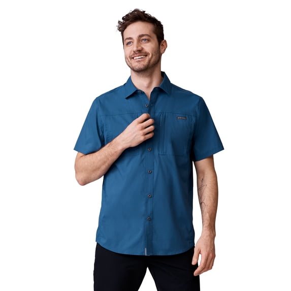 Free Country Men's Arcadia Short Sleeve Shirt Dark Denim L