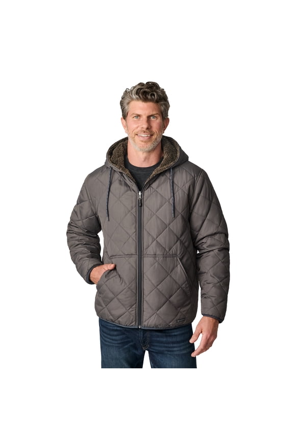 Men's Atlas Hooded Quilted Reversible Sherpa Jacket Mushroom XL