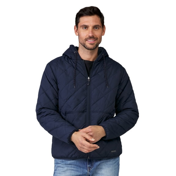 Free Country Men's Atlas Hooded Quilted Reversible Sherpa Jacket Navy S