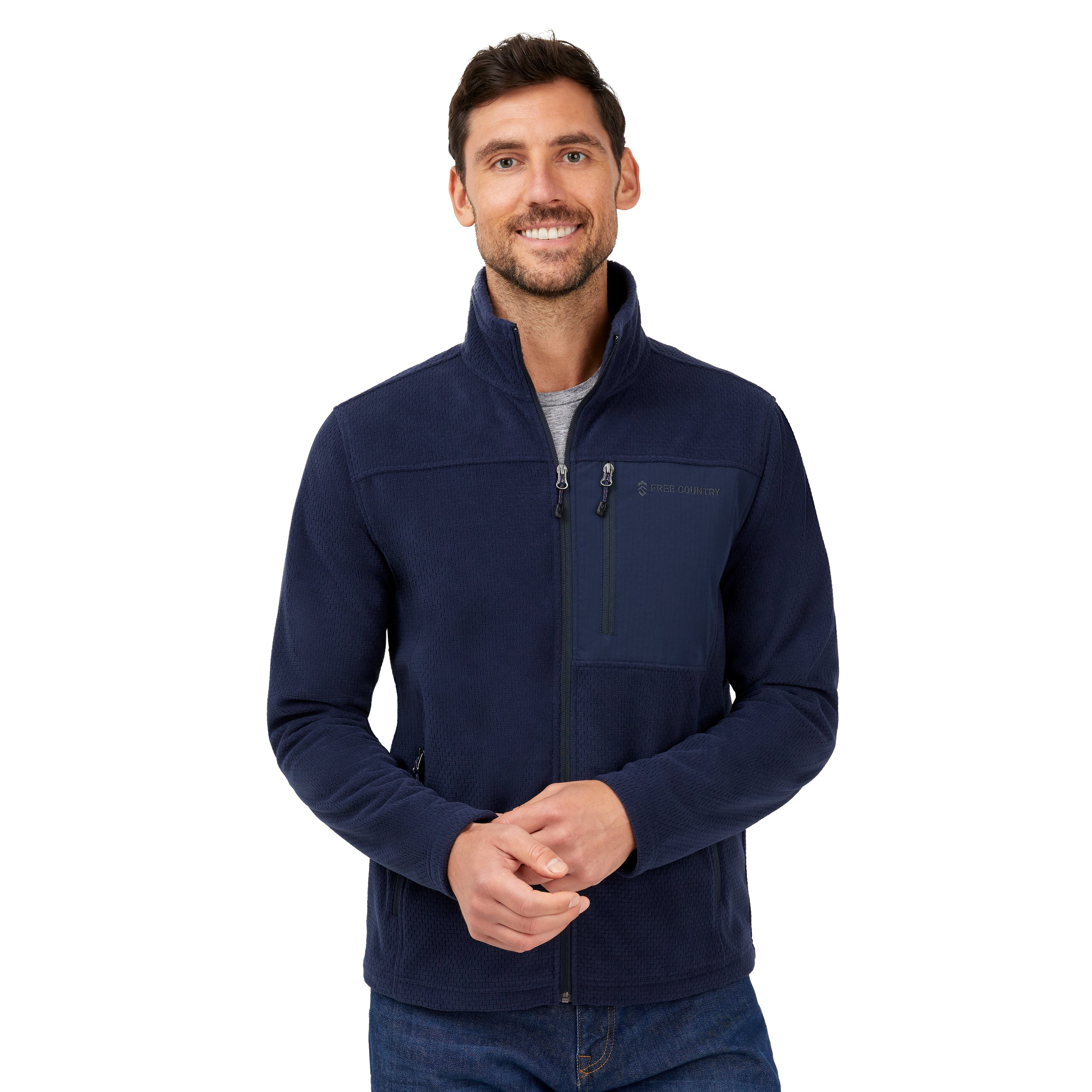 Free Country Men's Calabaza II Brick Fleece Jacket Dark Navy XL