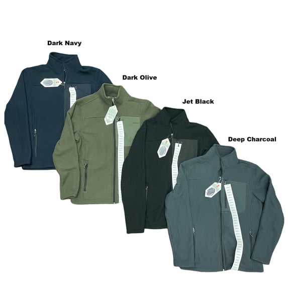 Free Country Men's Dire Wolf Grid Fleece Zip Up Jacket, Double Faced Fabric (Dark Olive, L)