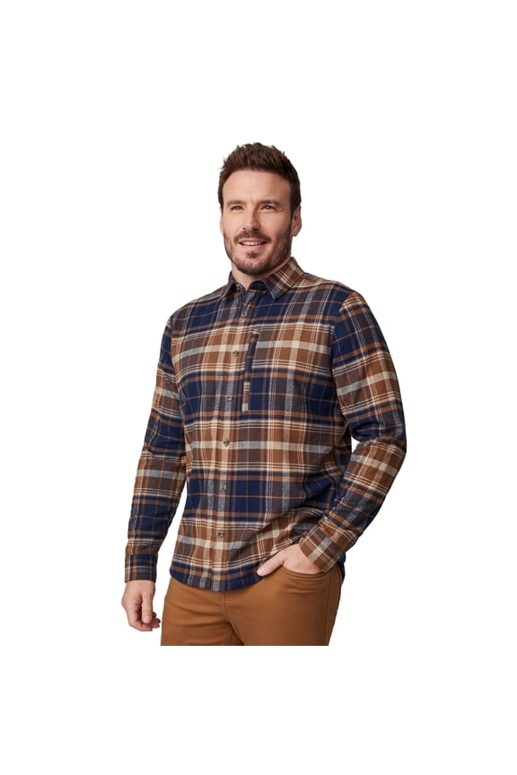 Men's Easywear II Fleece Lined Flannel Shirt Saddle Plaid S
