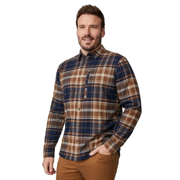 Free Country Men's Easywear II Fleece Lined Flannel Shirt Saddle Plaid XL