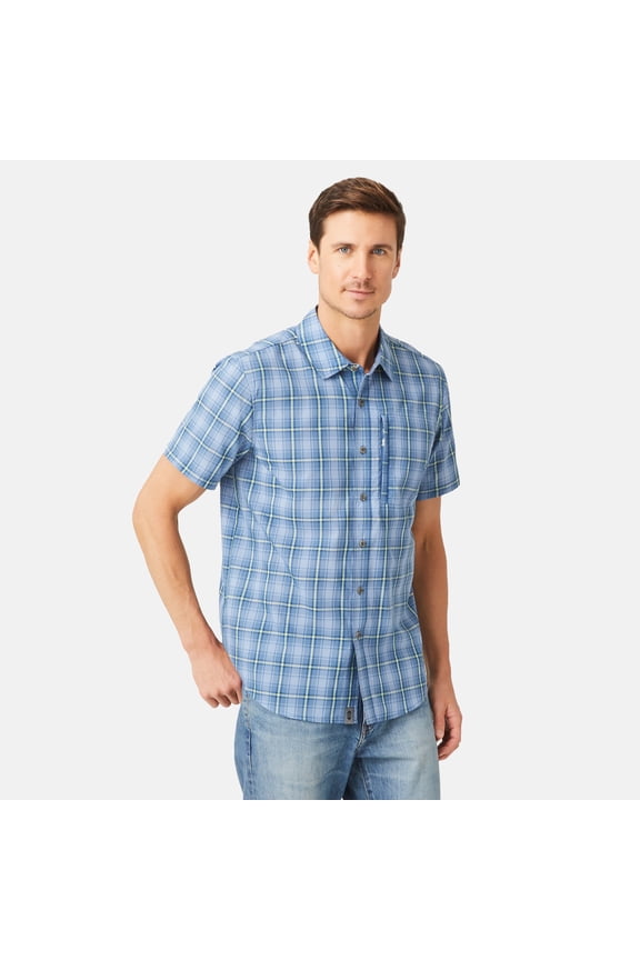 Men's Excursion Short Sleeve Poplin Shirt Compass Blue Plaid S