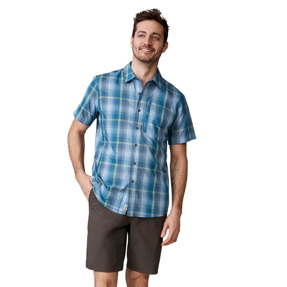 Free Country Men's Excursion Short Sleeve Poplin Shirt Denim Trails M
