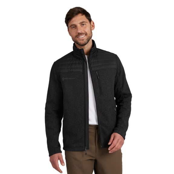 Free Country Men's Frore Sweater Knit Fleece Jacket Black Heather L