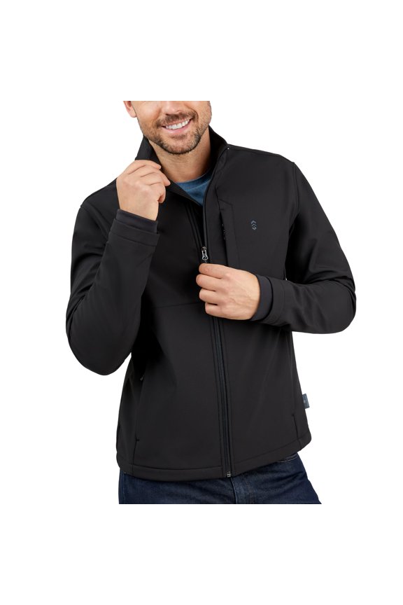 Men's Softshell Jacket Water & Wind Resistant Insulated Warm Lined Fleece Rain Hiking Outdoor Jacket for Men-Lanier-Jet Black-Size L