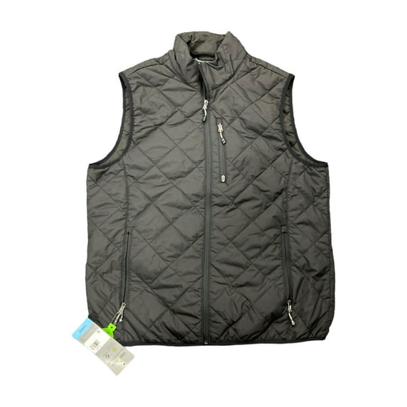 Free Country Men's Lightweight Sleeveless Quilted Trail Creek Puffer Vest (Jet Black, L (42-44))