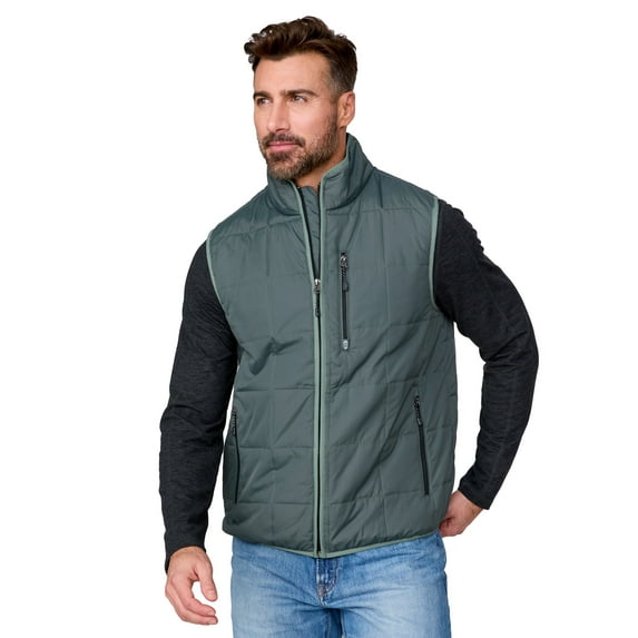 Free Country Men's Maple Creek IV Box Quilted Puffer Vest Evergreen M