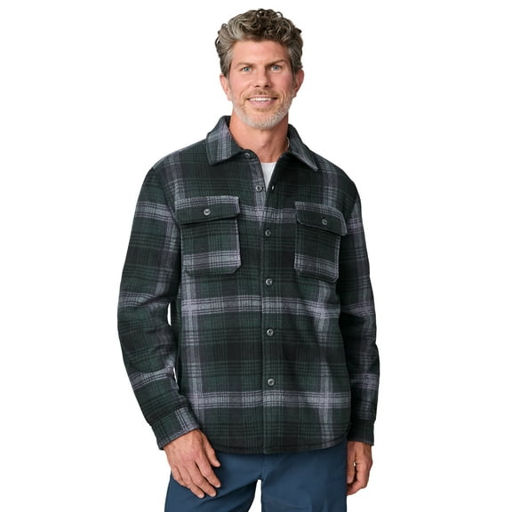 Free Country Men's Mountain Ridge Sueded Chill Out Fleece Jacket Evergreen Plaid S