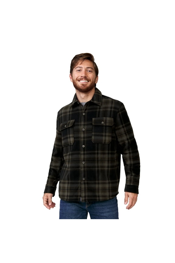 Men's Mountain Ridge Sueded Chill Out Fleece Jacket Olive Plaid XL