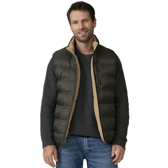 Free Country Men's Pine Creek Quilted Reversible Vest Olive S